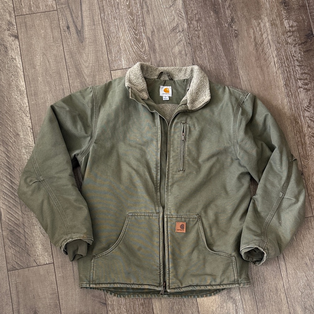 Carhartt Olive Green Sherpa lined Jacket